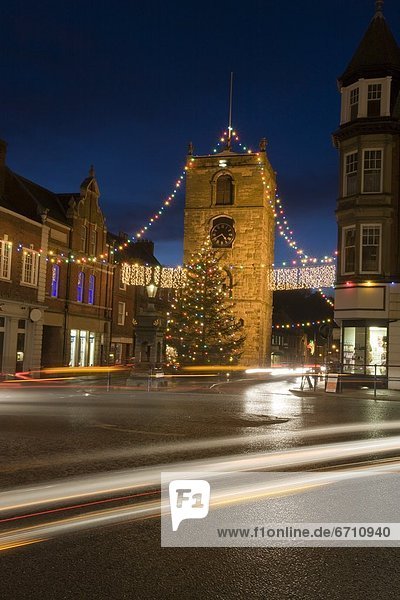 'Old Town Decorated At Christmas Night