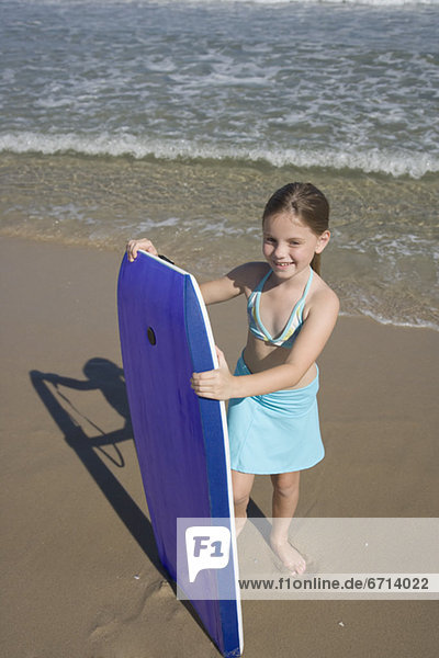 einsteigen  Strand  halten  Bodyboard  Mädchen