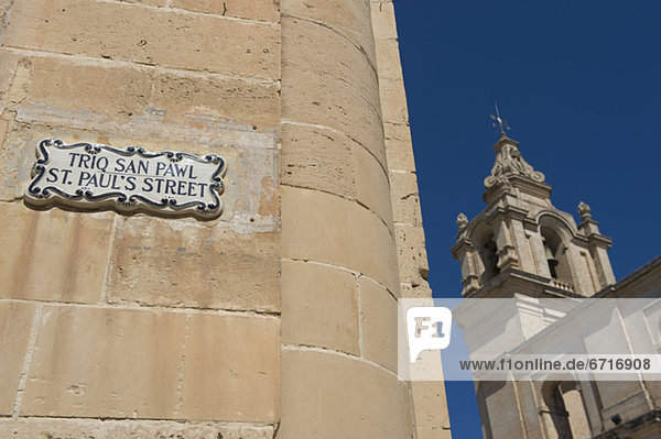 Straße  Zeichen  Kathedrale  Malta  Mdina  Signal