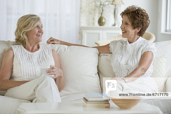 Senior Senioren Frau Wohnzimmer geselliges Beisammensein Knüpfen von Kontakten