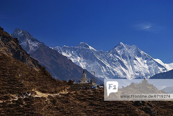 The Tenzing Norgay Memorial With Mount Everest In The Background  Nepal