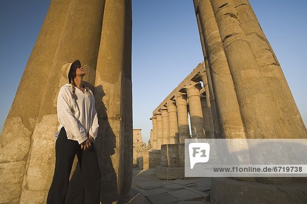 Woman Tourist At The Temple Of Luxor  Egypt