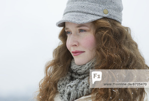 Portrait of a beautiful woman in winter