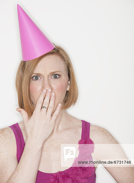 Frau  Party  Hut  pink  bedecken  Kleidung