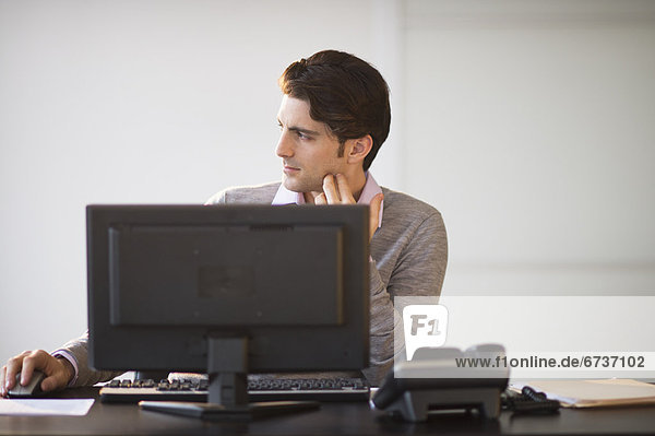 Business man working on computer