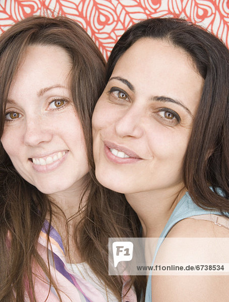 Close up of two women hugging