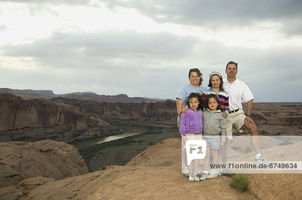 Portrait of family in front of canyon