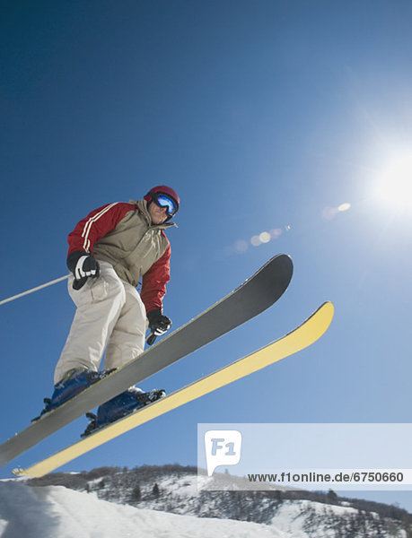 Man on skis in air