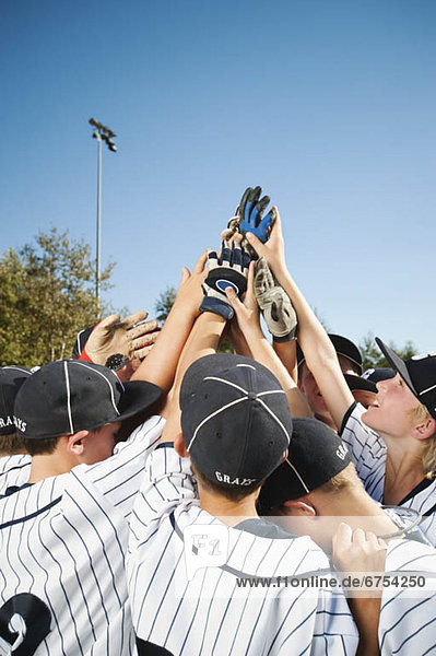 USA  California  Ladera Ranch  little league players (aged 10-11) celebrating