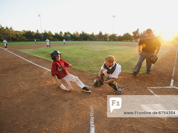 USA  California  Ladera Ranch  boys (10-11) playing baseball