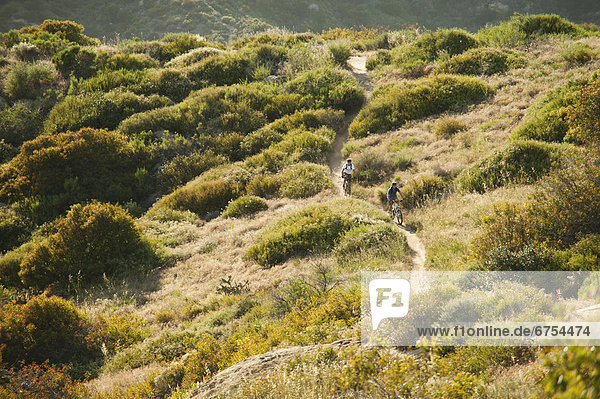 USA  California  Laguna Beach  Mountain bikers on trail