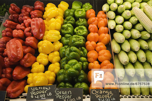 Rows of fresh produce
