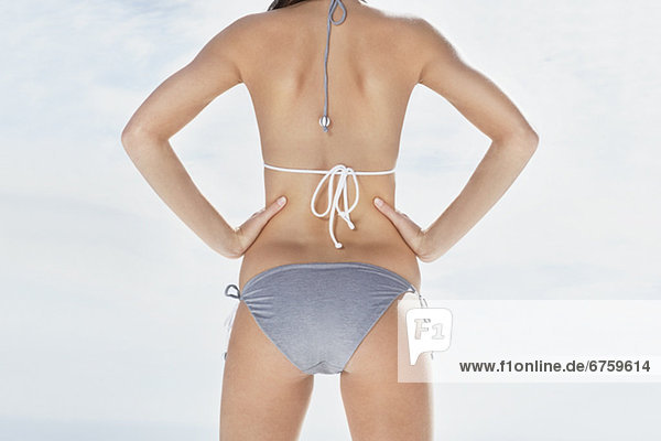 Rear view of woman wearing a bikini