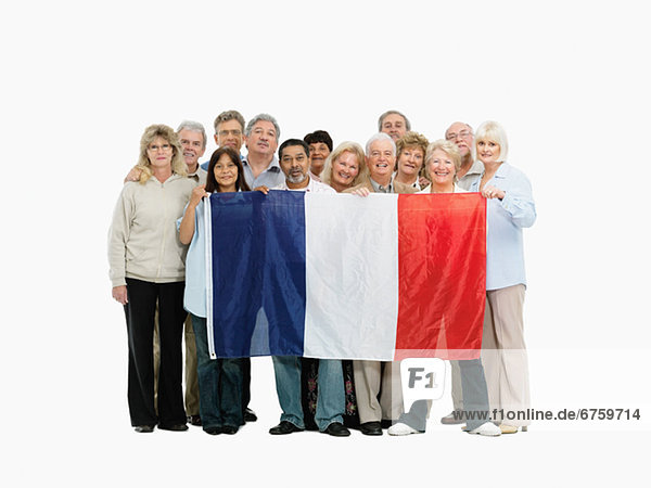 Frankreich  Mensch  Menschen  Menschengruppe  Menschengruppen  Gruppe  Gruppen  halten  Fahne