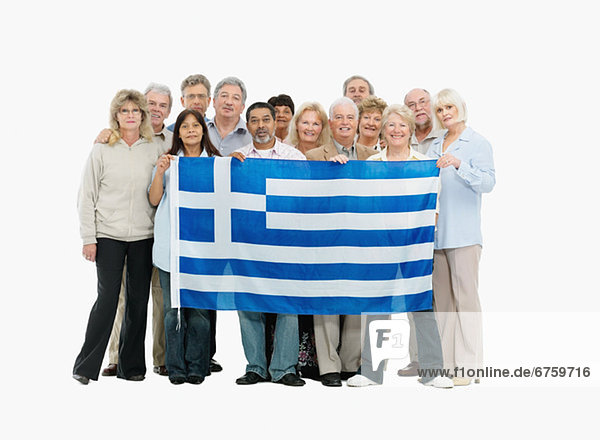 Mensch  Menschen  Menschengruppe  Menschengruppen  Gruppe  Gruppen  halten  Fahne  Griechenland