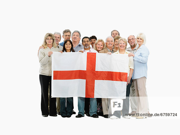 Mensch  Menschen  Menschengruppe  Menschengruppen  Gruppe  Gruppen  halten  Fahne  England