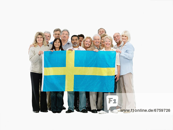 Mensch  Menschen  Menschengruppe  Menschengruppen  Gruppe  Gruppen  halten  Fahne  schwedisch