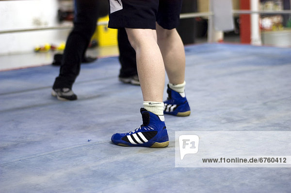Legs of Female Boxers in a Ring  Toronto  Ontario