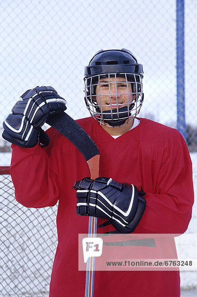 Portrait of a Teenage Boy Hockey Player  Winnipeg  Manitoba