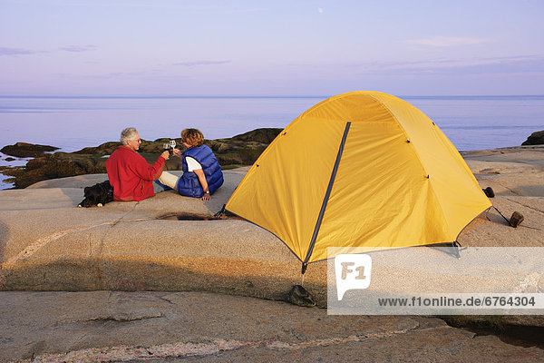 Senior Couple Camping  St. Lawrence Marine Park  Les Bergeronnes  Quebec