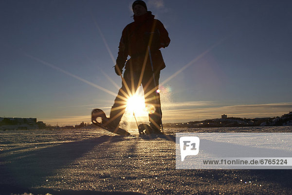 Snowshoeing Back Bay on Great Slave Lake in Yellowknife  Northwest Territories