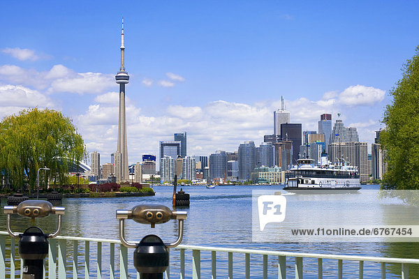 City skyline with ferry  from Centre Island  Toronto  Ontario
