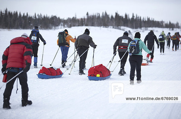 The starting push of the first Rock/Ice Ultra marathon in Yellowknife  Northwest Territories in 2007