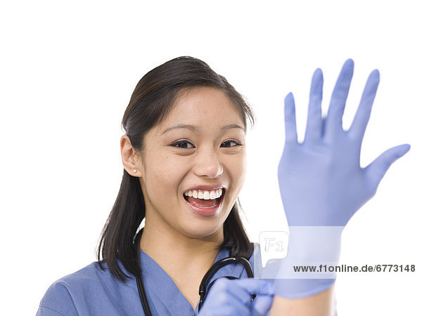 Fröhlichkeit  Chirurg  Handschuh  jung  Schutz