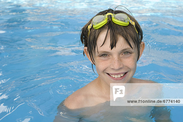 Boy in a swimming pool  Victoria  British Columbia