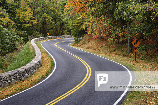 Biegung  Biegungen  Kurve  Kurven  gewölbt  Bogen  gebogen  Berg  Landschaft  Fernverkehrsstraße  Herbst  Virginia