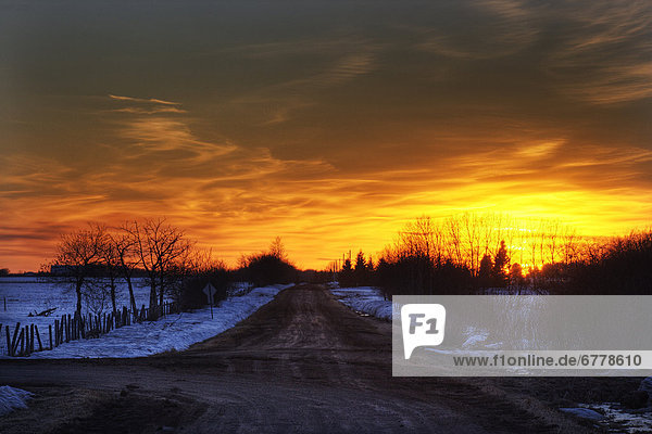 Ländliches Motiv  ländliche Motive  Sonnenuntergang  Fernverkehrsstraße  Alberta