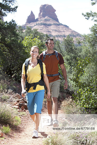 USA  Arizona  Sedona  Young couple hiking