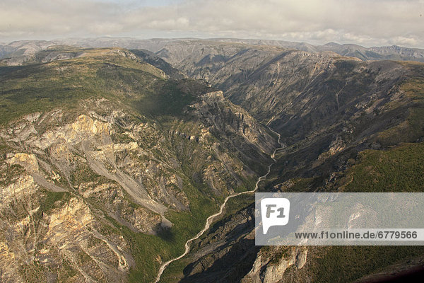 Aerial view of Sheep Creek running through the Ram Plateau  Nahanni National Park  Northwest Territories