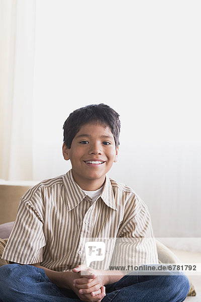 Portrait of smiling boy (10-11)