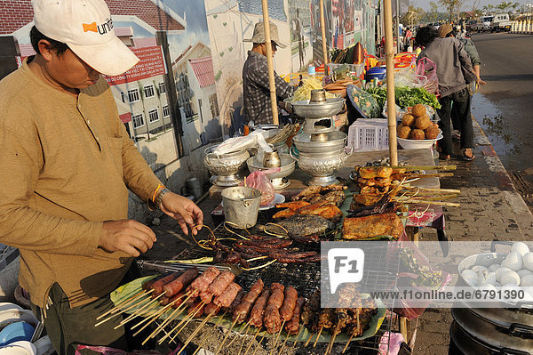 Food stalls  Vientiane  Laos  Southeast Asia  Asia