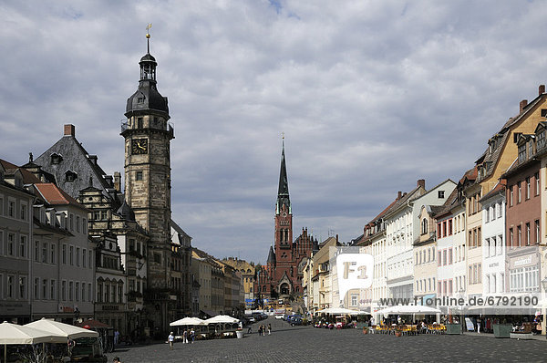 Market square with Town Hall and Bruederkirche  brethren church  Altenburg  Thuringia  Germany  Europe