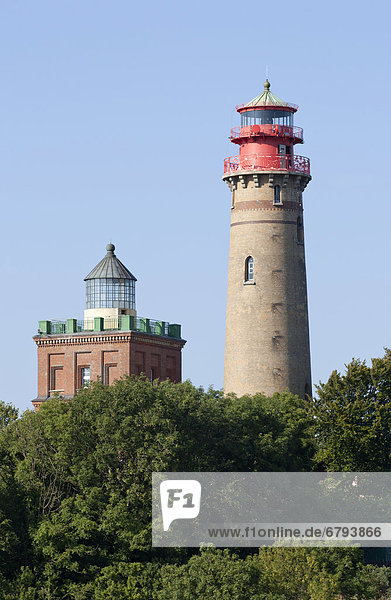 Schinkelturm tower and the new lighthouse  Cape Arkona  Ruegen Island  Mecklenburg-Western Pomerania  Germany  Europe