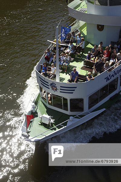 Excursion boat on the Moselle river at Bernkastel-Kues  Rhineland-Palatinate  Germany  Europe