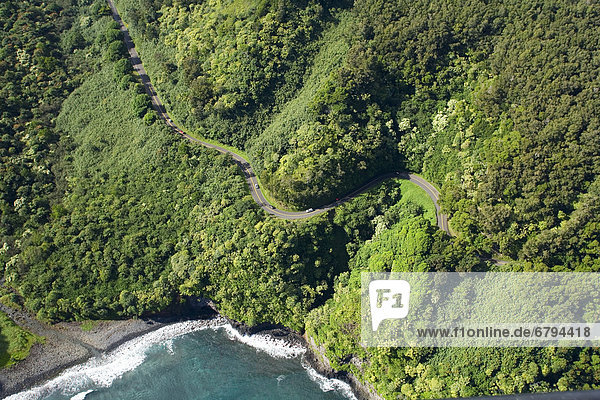 Hawaii  Maui  aerial view of the road to Hana.
