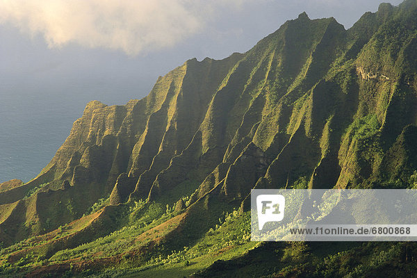 Detail Details Ausschnitt Ausschnitte Steilküste grün Seitenansicht Hawaii Kauai Na Pali Coast