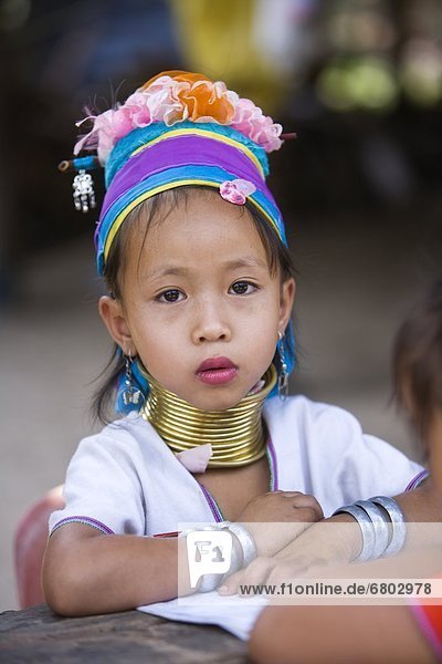 Portrait Of A Young Girl Wearing A Neckring  Chiang Mai Thailand