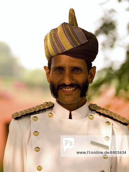 Portrait Of Man Wearing Uniform And Turban  Agra India