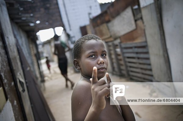 Young Boy Pointing  Bahia  Brazil