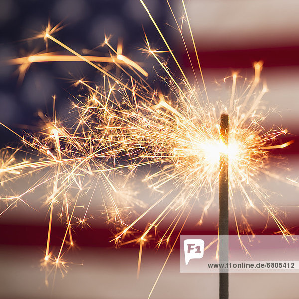 Sparkler and American flag