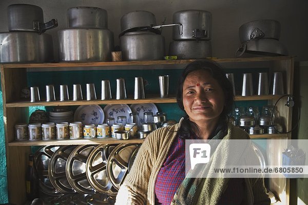 Woman In Tidy Kitchen  Pokhara  Nepal