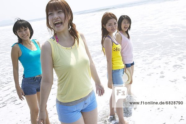 Vier Freunde am Strand