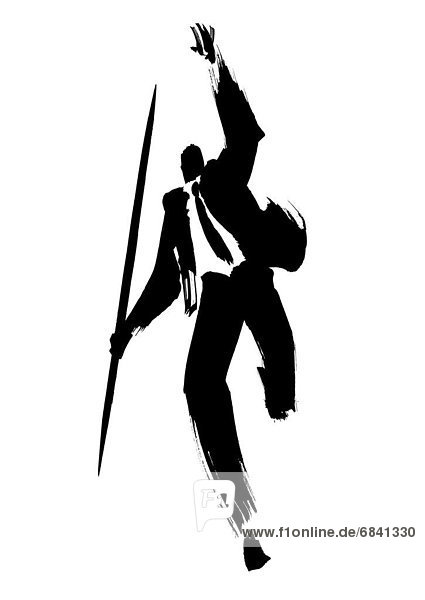 Illustration of businessman throwing the javelin