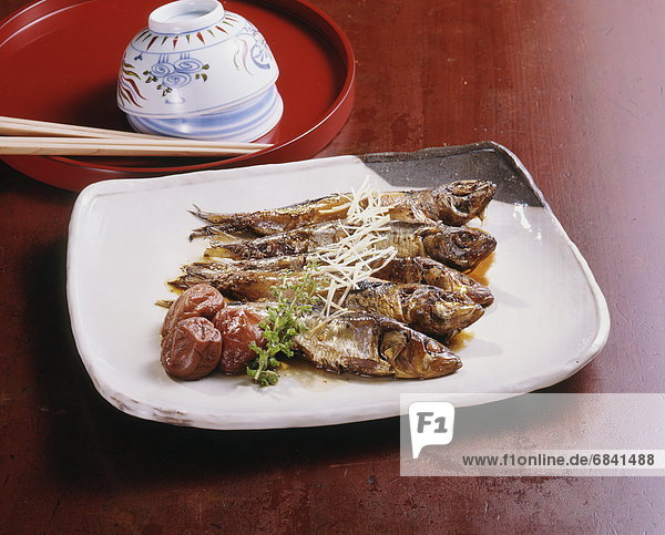 Plate of grilled sardines