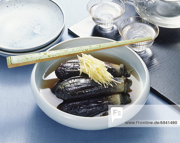 Bowl of cooked eggplants