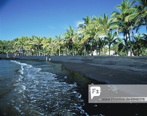 Black sand on the shore. Hawaii Islands  USA